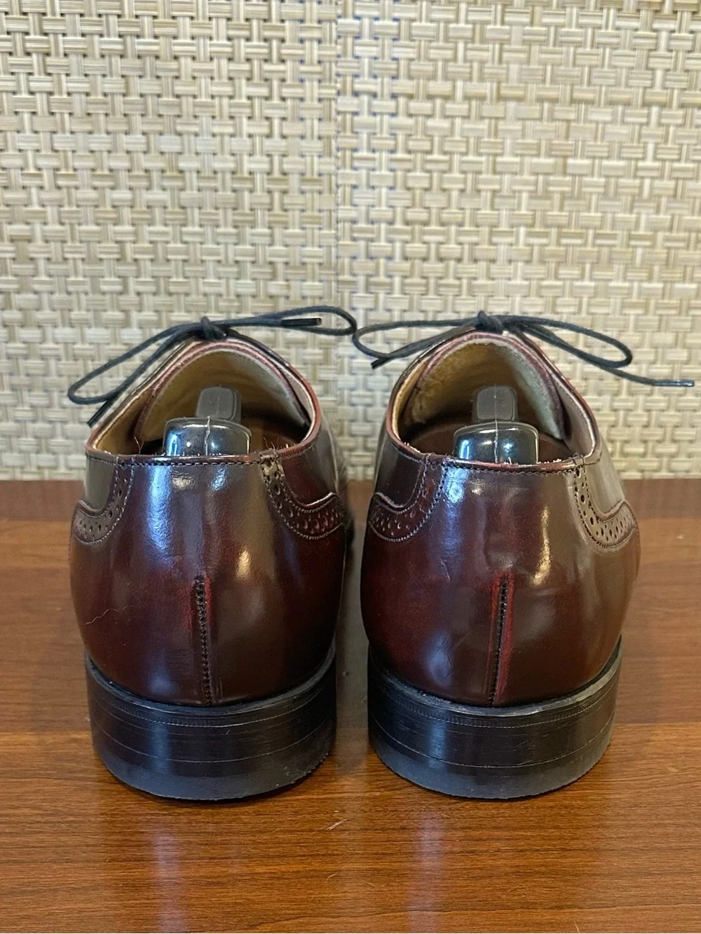 🌟HP🌟VTG 1980s-90s Johnston & Murphy Burgundy Leather Wingtip Oxfords 9 C/A USA